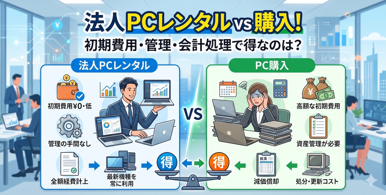 【徹底比較】法人PCレンタル vs 購入!初期 費用・管理・会計処理で得なのは?