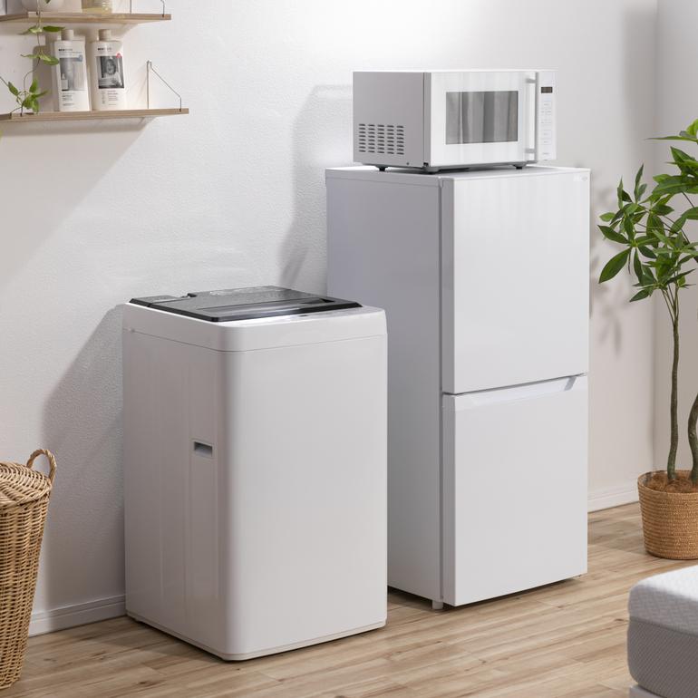 1人暮らしの基本の家電 3点セット ホワイト系 全自動洗濯機+30〜199Lの 