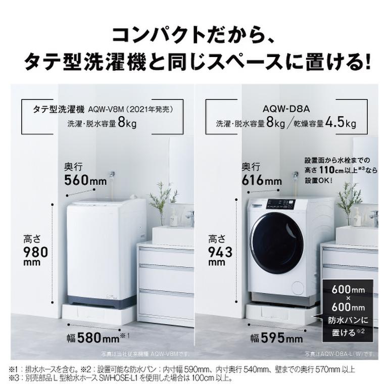 1人暮らしの家電3点セット 省スペースドラム ドラム式洗濯乾燥機+200 
