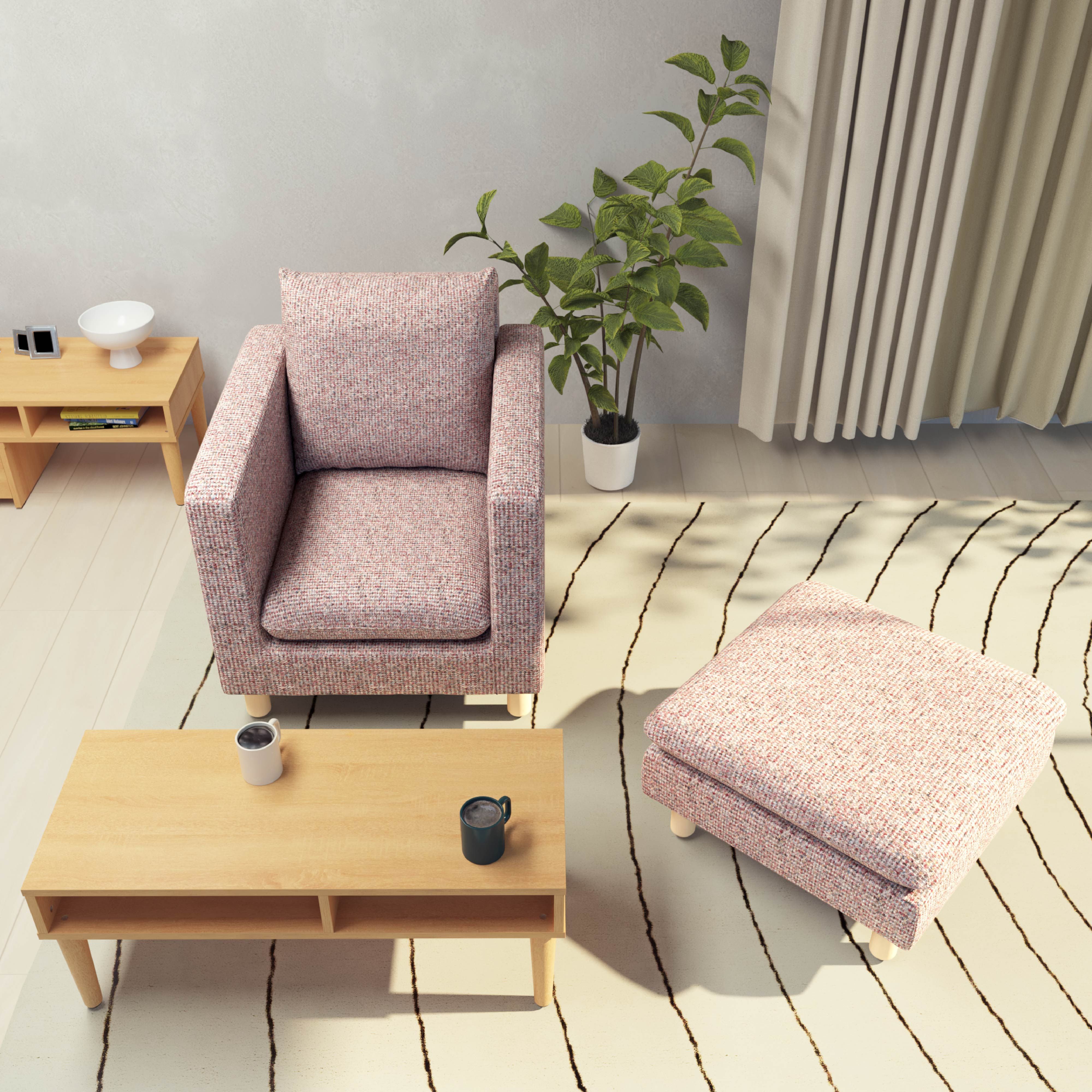 一人暮らしの部屋に置かれた座り心地のよいソファとカウチ