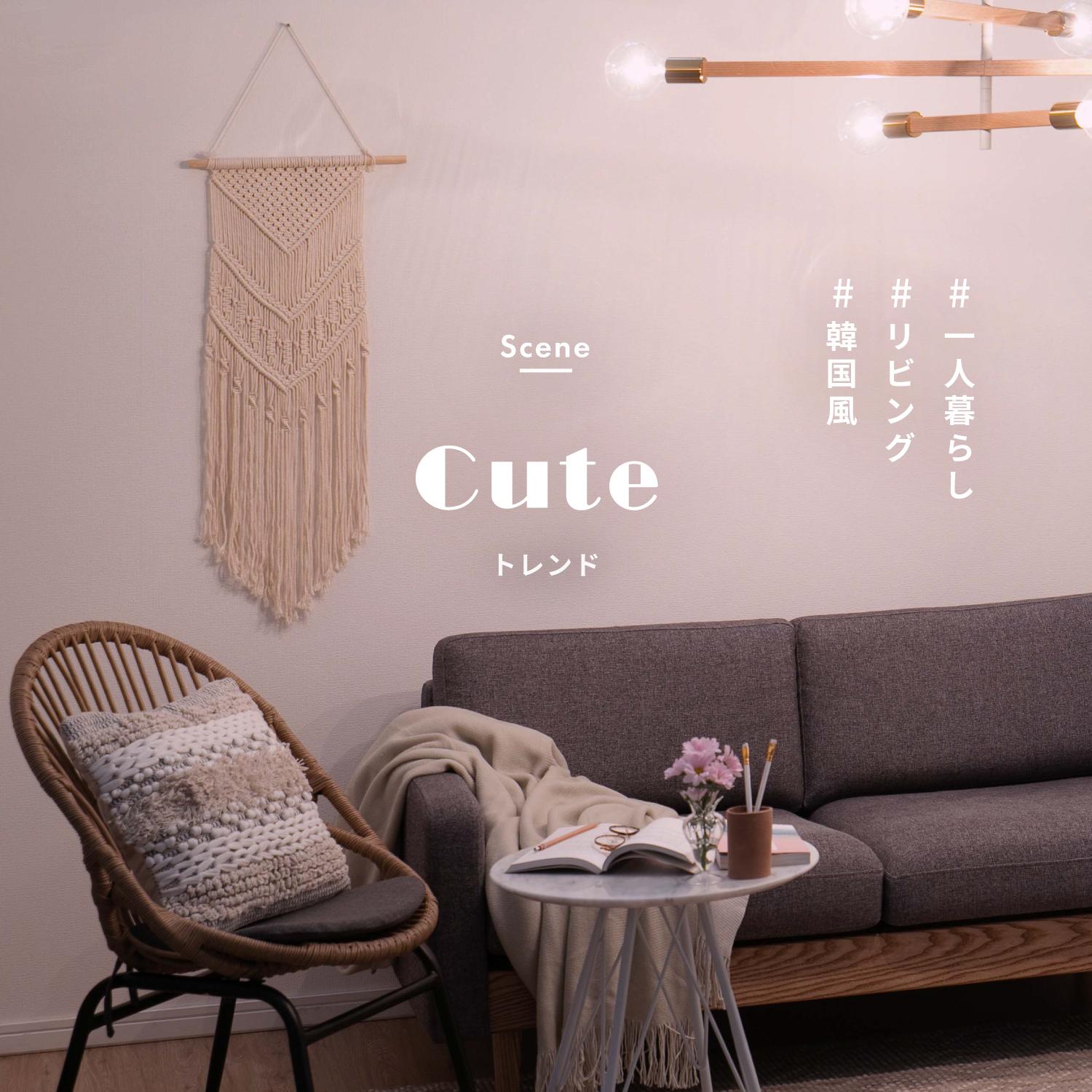 一人暮らしの可愛らしい韓国風リビング