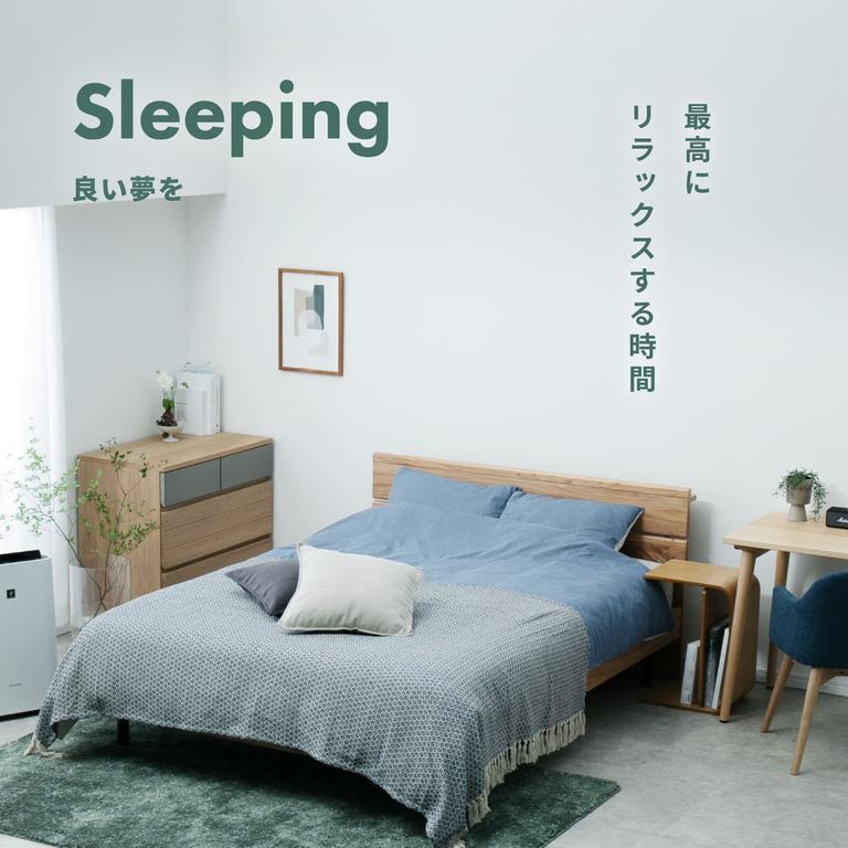 北欧系コーディネートの寝室