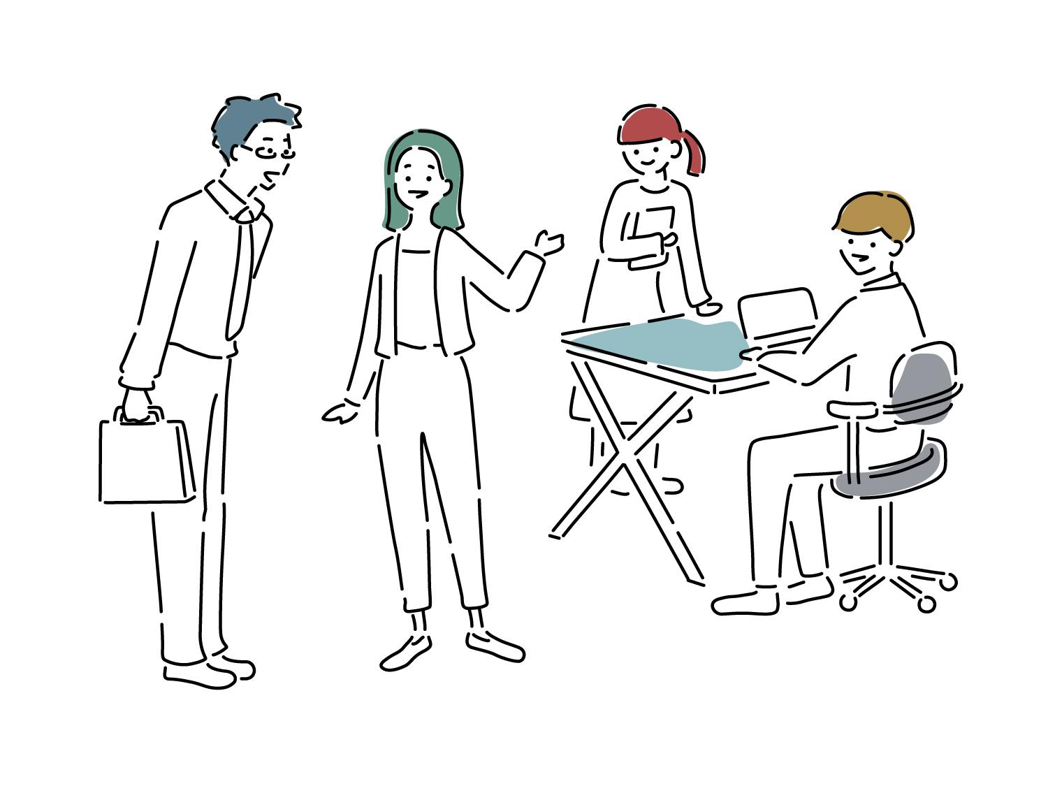 4人で雑談しているシーン