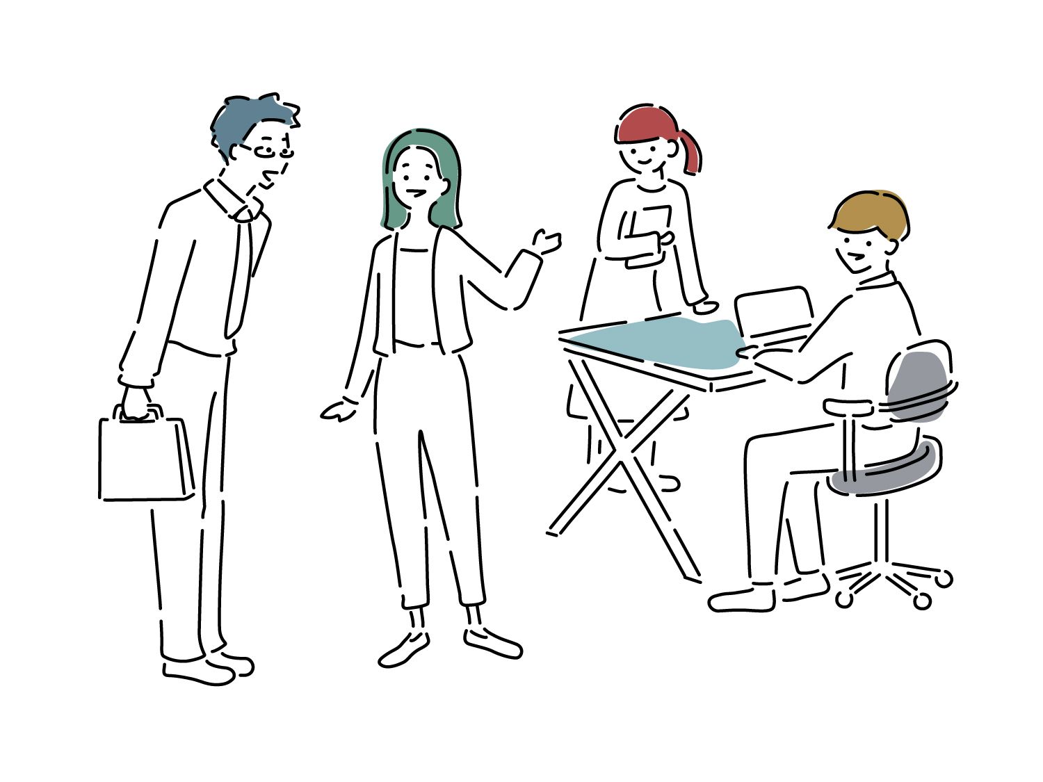 4人で雑談しているシーン