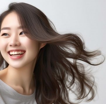 ヘアアイロンで痛まない綺麗な髪の女性
