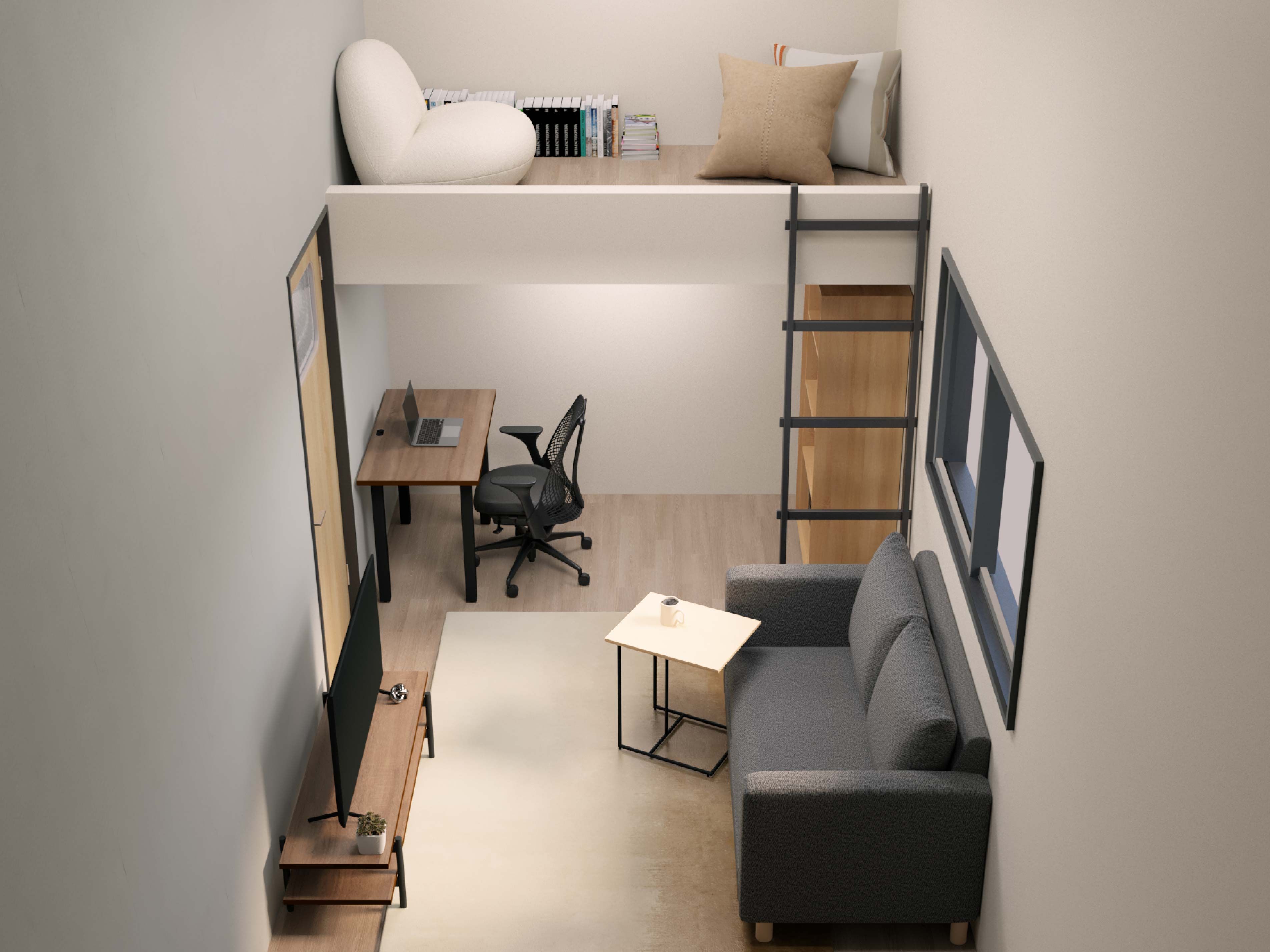ロフト付きの部屋のレイアウト