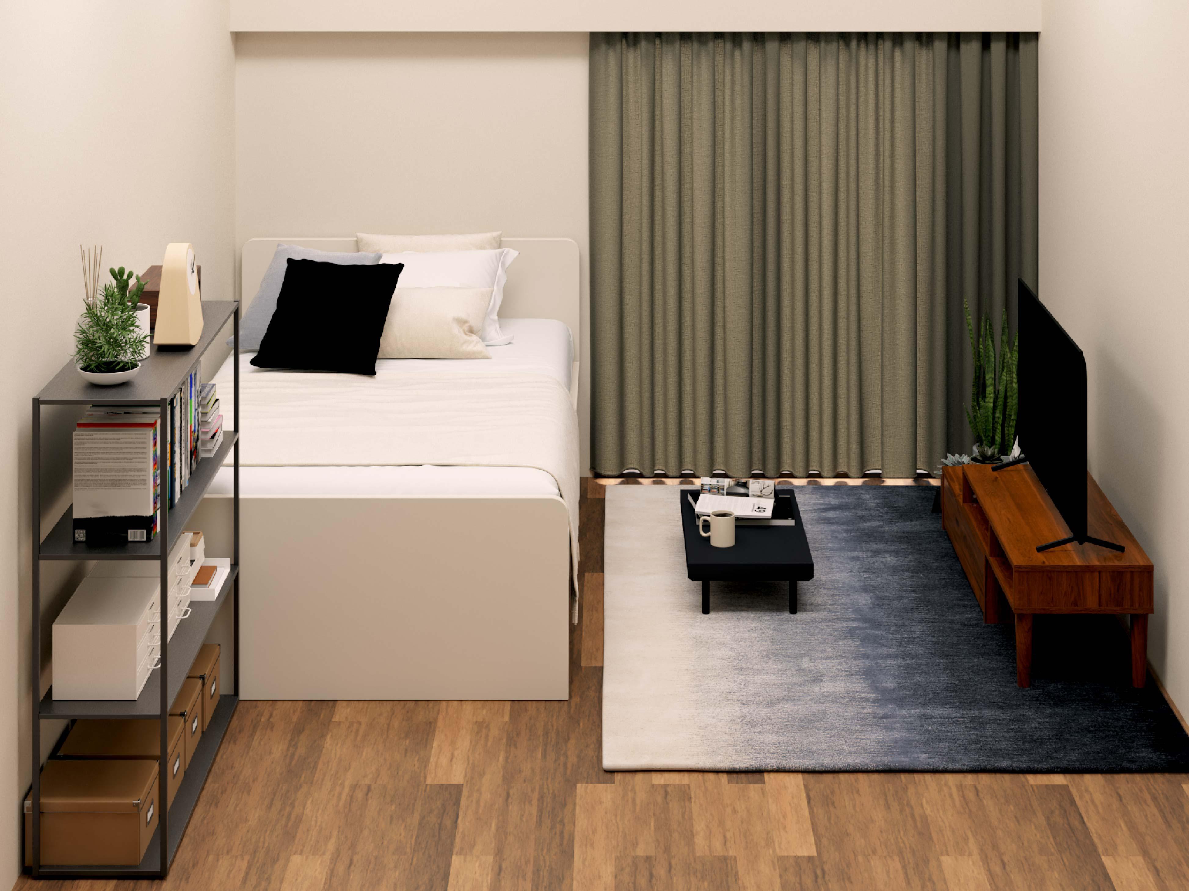 男性向け6畳1Kのレイアウトの全体図