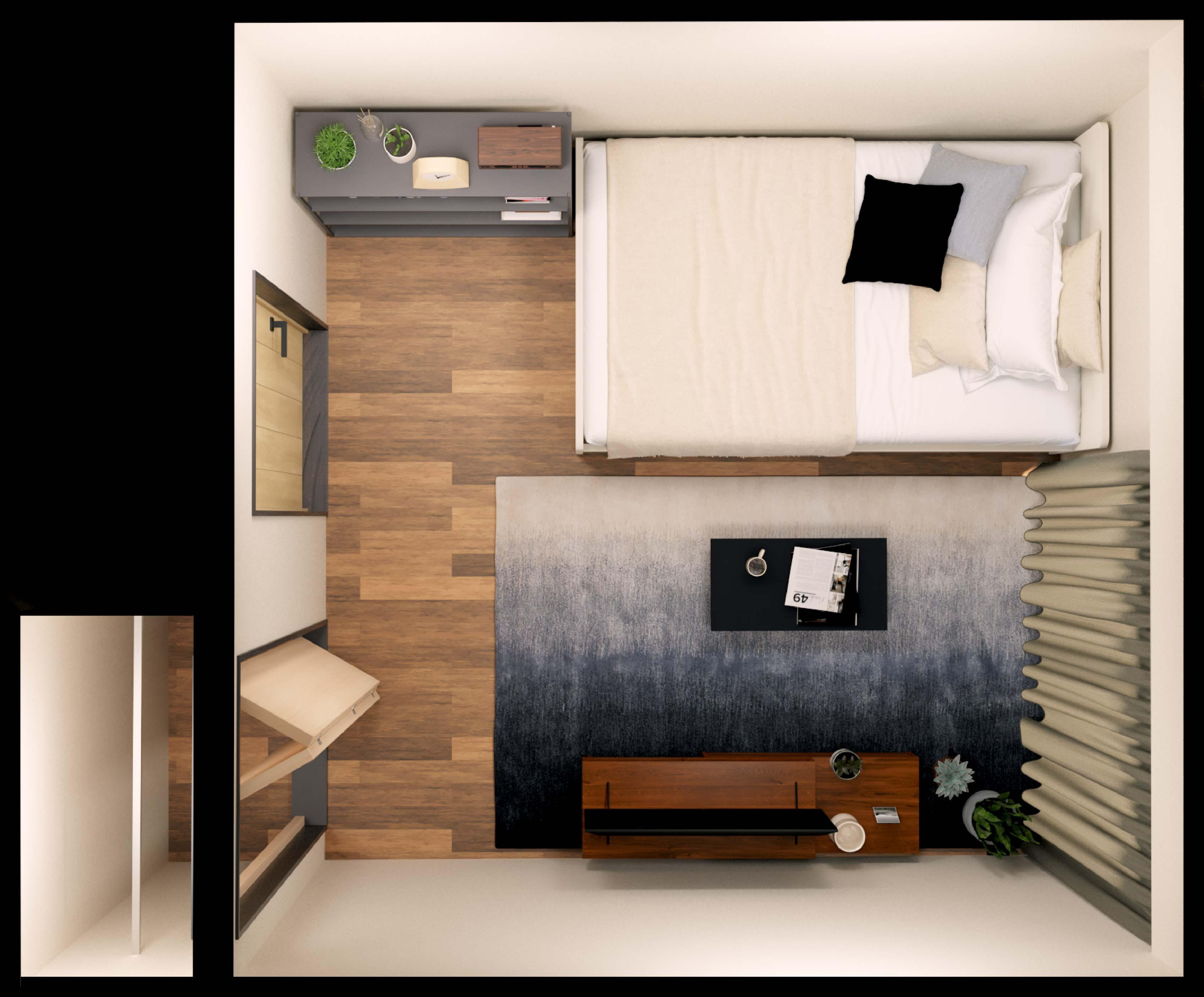 男性向け6畳1Kのレイアウトの見取り図