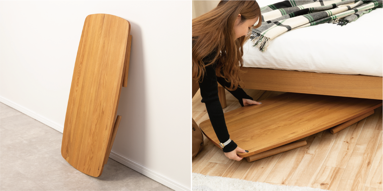 オーク 折りたたみテーブル W105×D52×H35.5cmのレンタル・サブスク