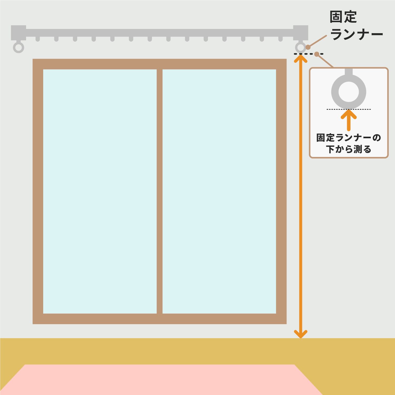 掃き出し窓の場合のカーテンの測り方
