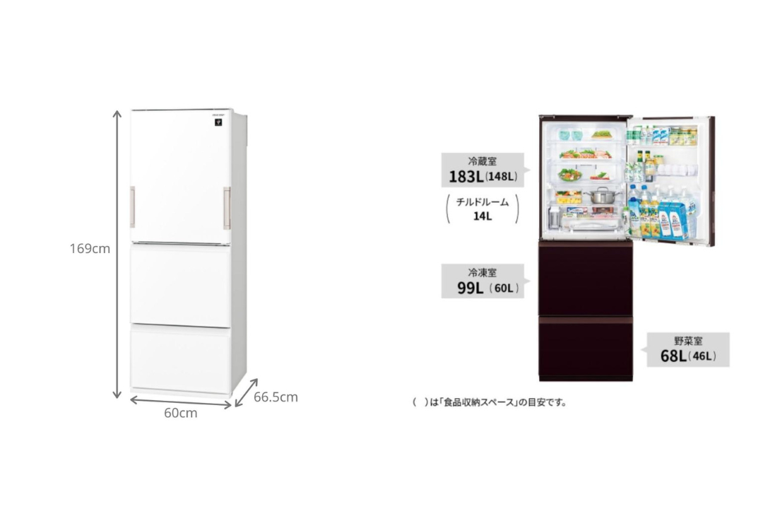 冷蔵庫 高さ 175cm以下 大容量で二人暮らしにおすすめのSHARP 350L 3ドア冷凍・冷蔵庫