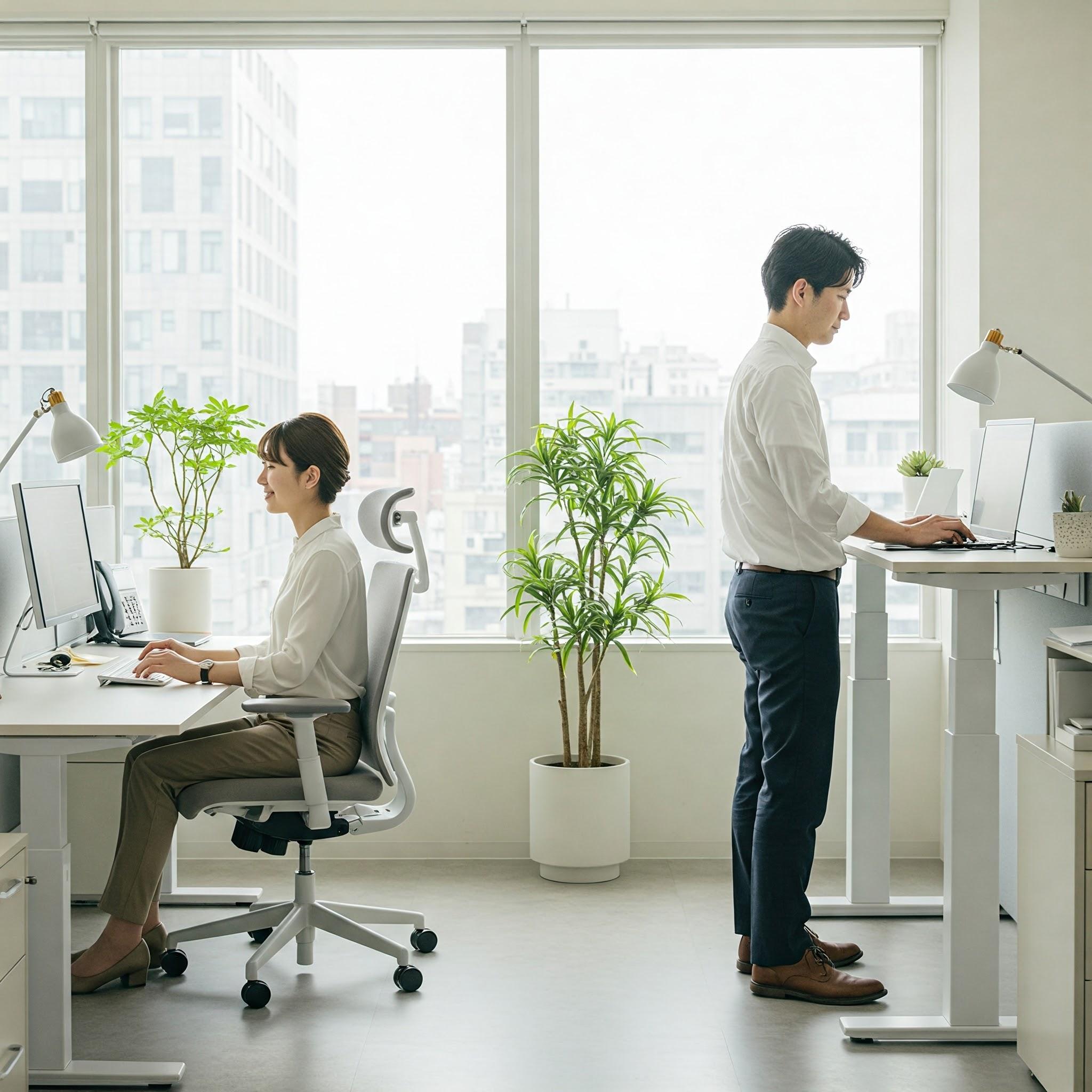 腰痛対策 オフィスチェアや高さを調節できるデスクなどのオフィス家具で実現する健康経営