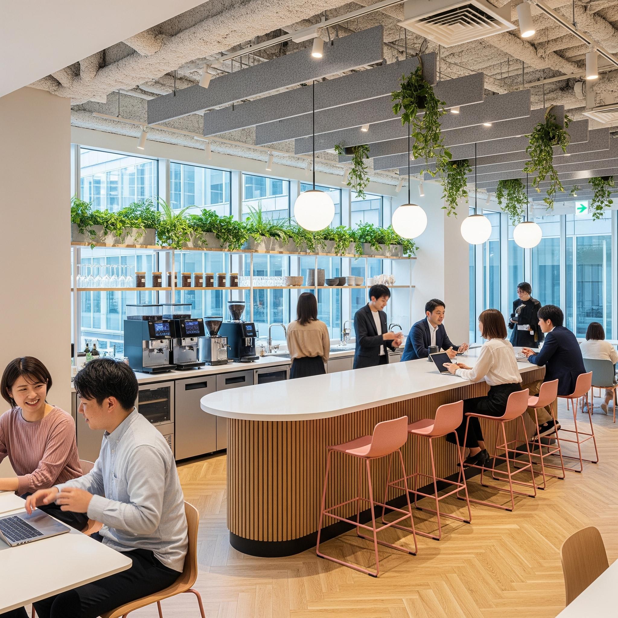 おしゃれなオフィスデザインの内装事例カフェ風