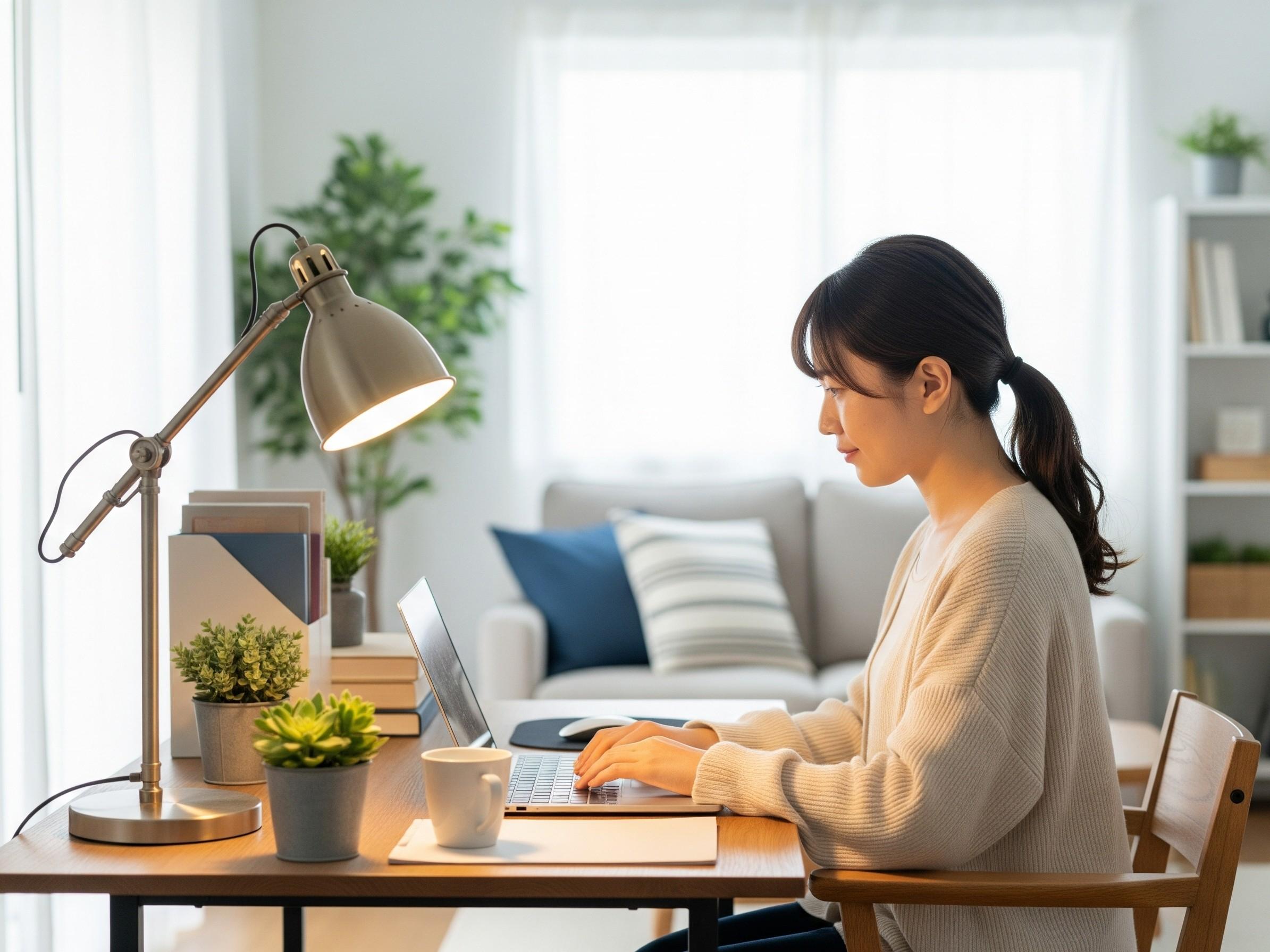 使いやすいPCデスクを選んだ女性