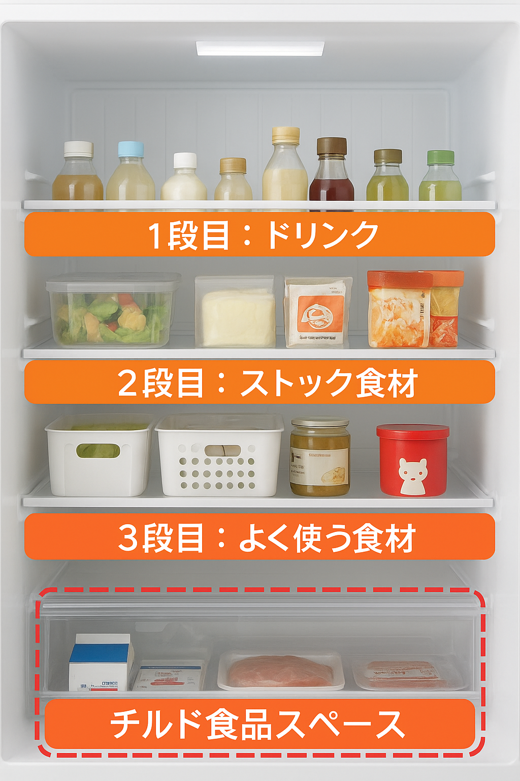 冷蔵庫の中身の整理