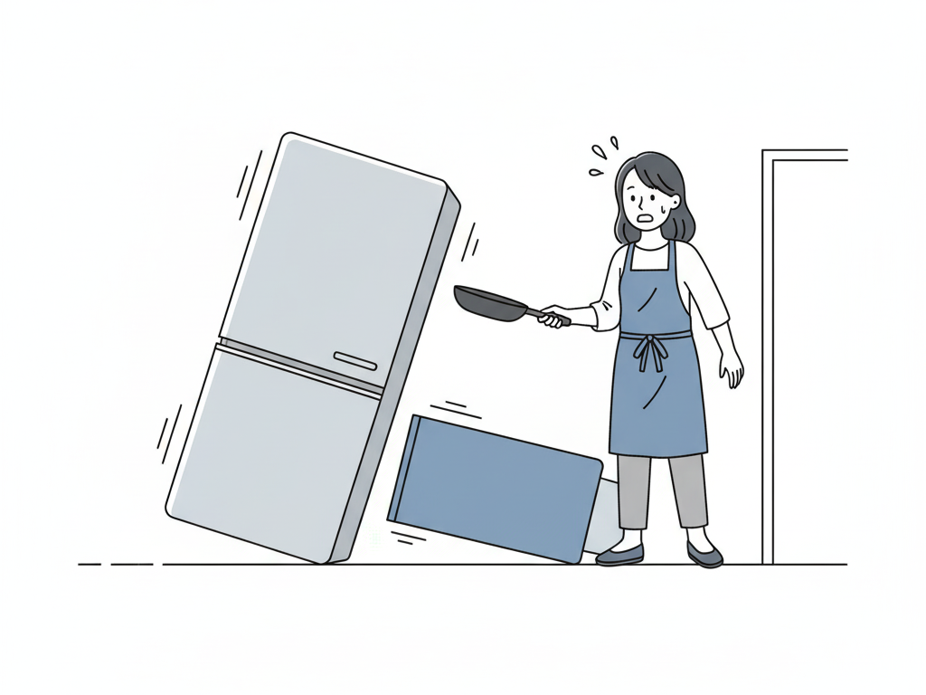 冷蔵庫の転倒リスク①下敷きによるケガや避難経路を塞ぐリスク