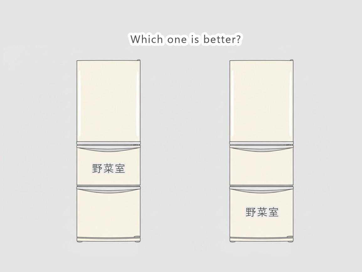 野菜室は真ん中か下か迷うイメージイラスト