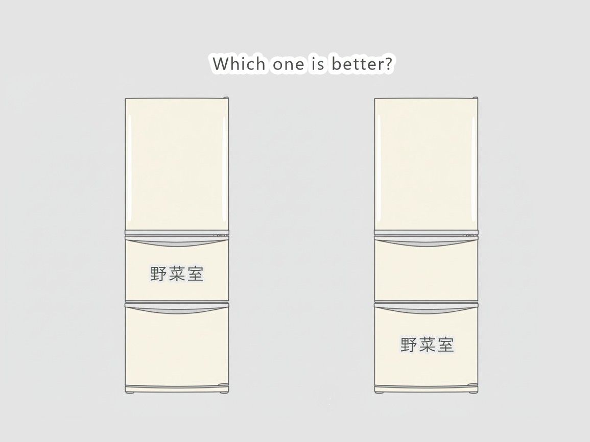 野菜室は真ん中か下か迷うイメージイラスト