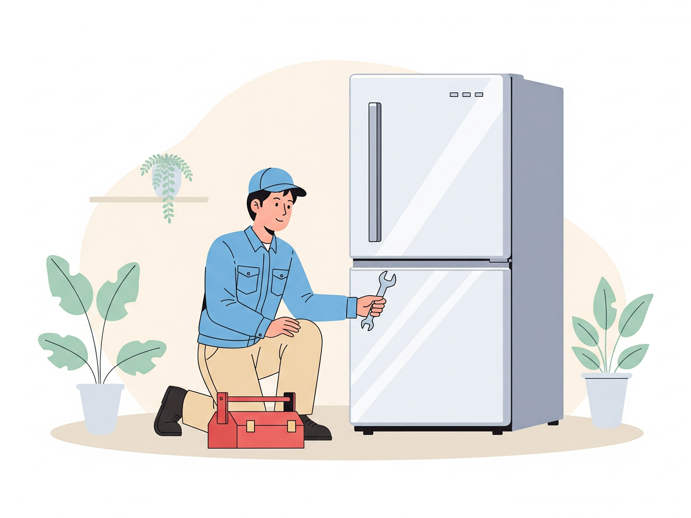 汚れや故障時も安心のサポートがある家電のレンタル・サブスククラスのイメージイラスト