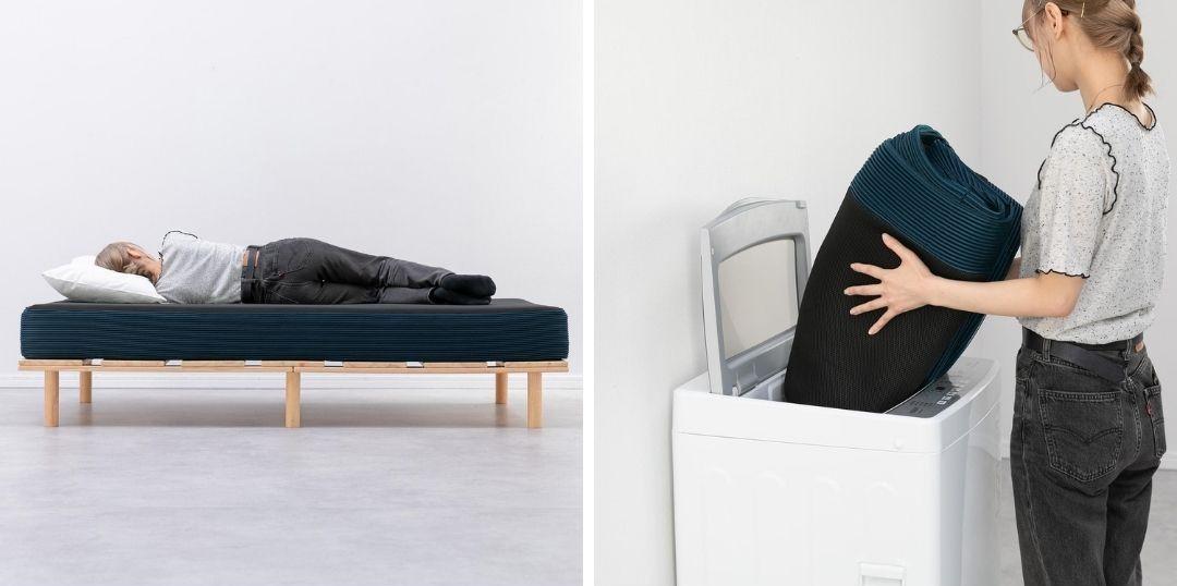 高反発マットレス おすすめ　CIRCLE マットレスの寝心地と洗える様子