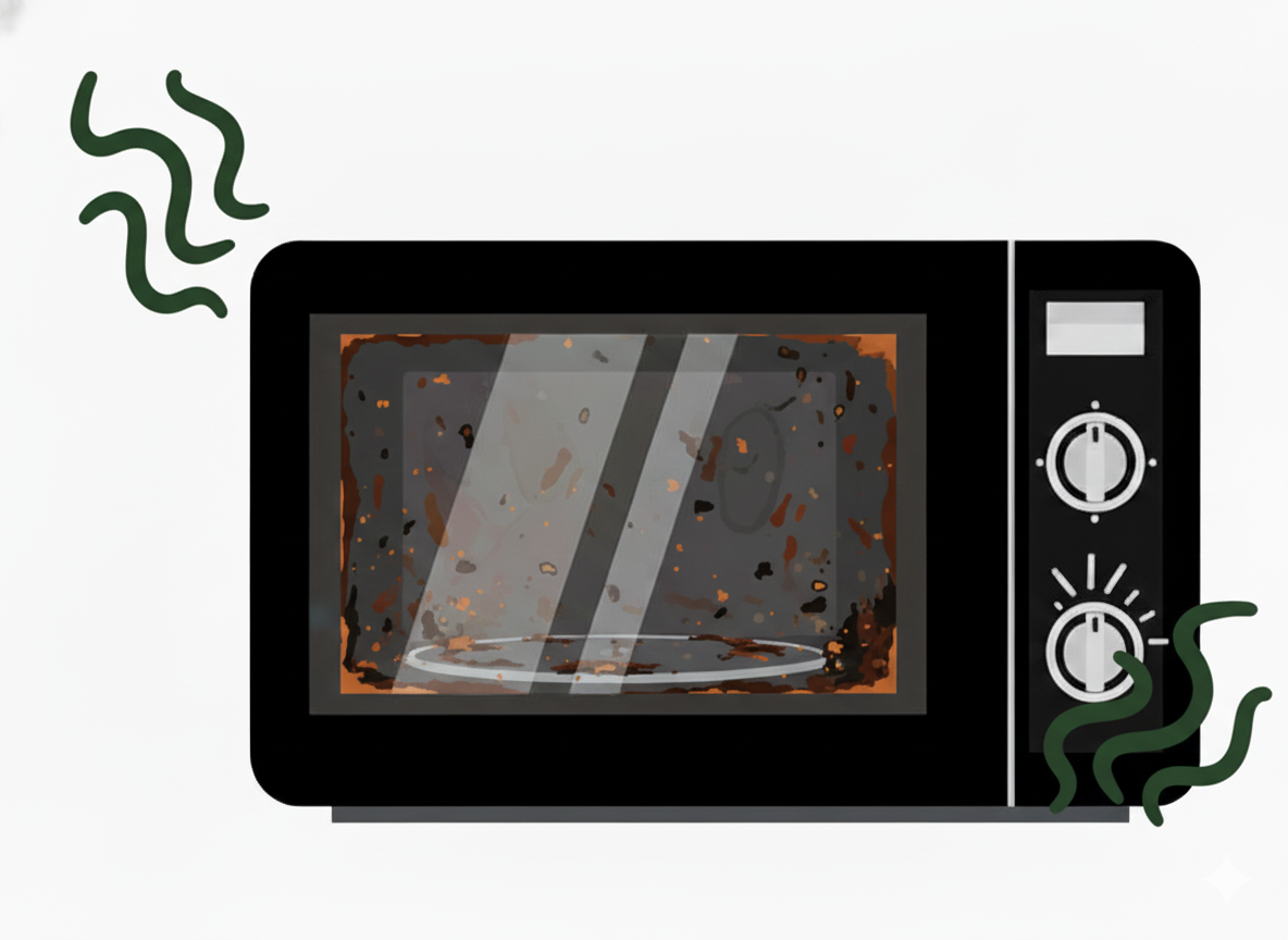 中古電子レンジの衛生面の不安　見えない汚れや臭いが残っている可能性