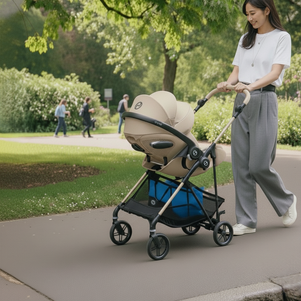 ベビーカーランキング1位のベビーカーでおでかけするママと赤ちゃん