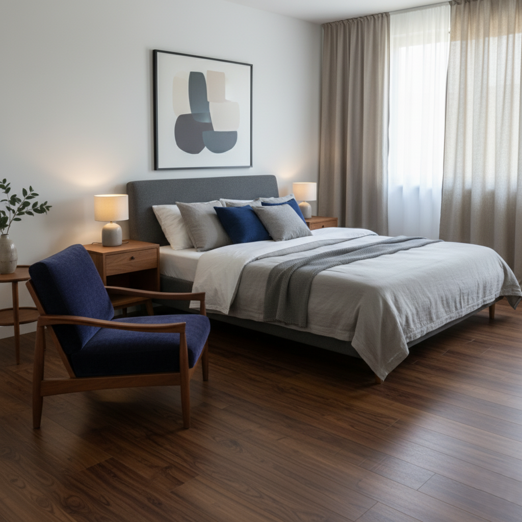 理想のラウンジチェアで自宅に上質なオアシスとなるラウンジチェアを置いた寝室