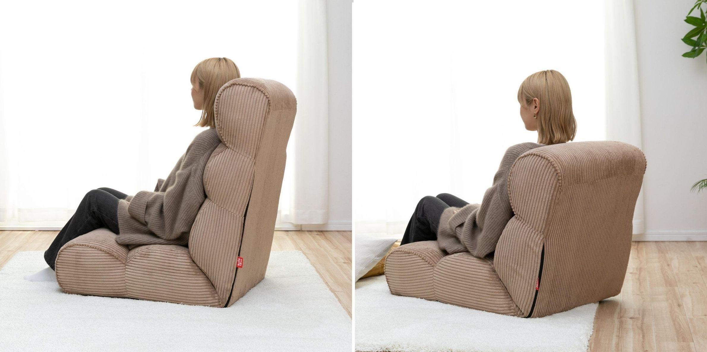 こたつにピッタリのソファのような座椅子 ピグレットの背もたれの高さの違い