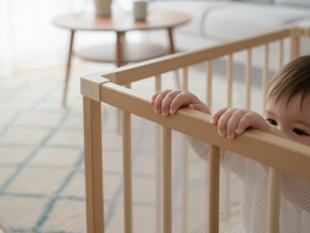 ベビーサークルはいつからいつまで使うものか悩む親の視線でベビーサークルと赤ちゃんの様子