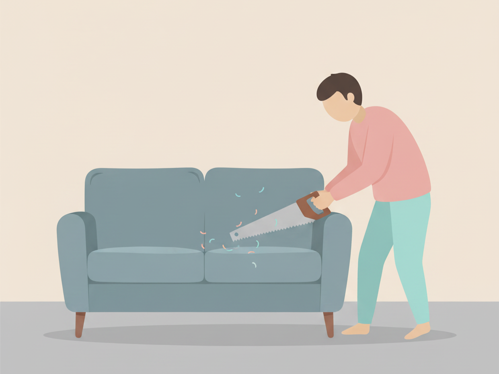 ソファーの処分方法1　ソファーを自分で解体して捨てようとする人