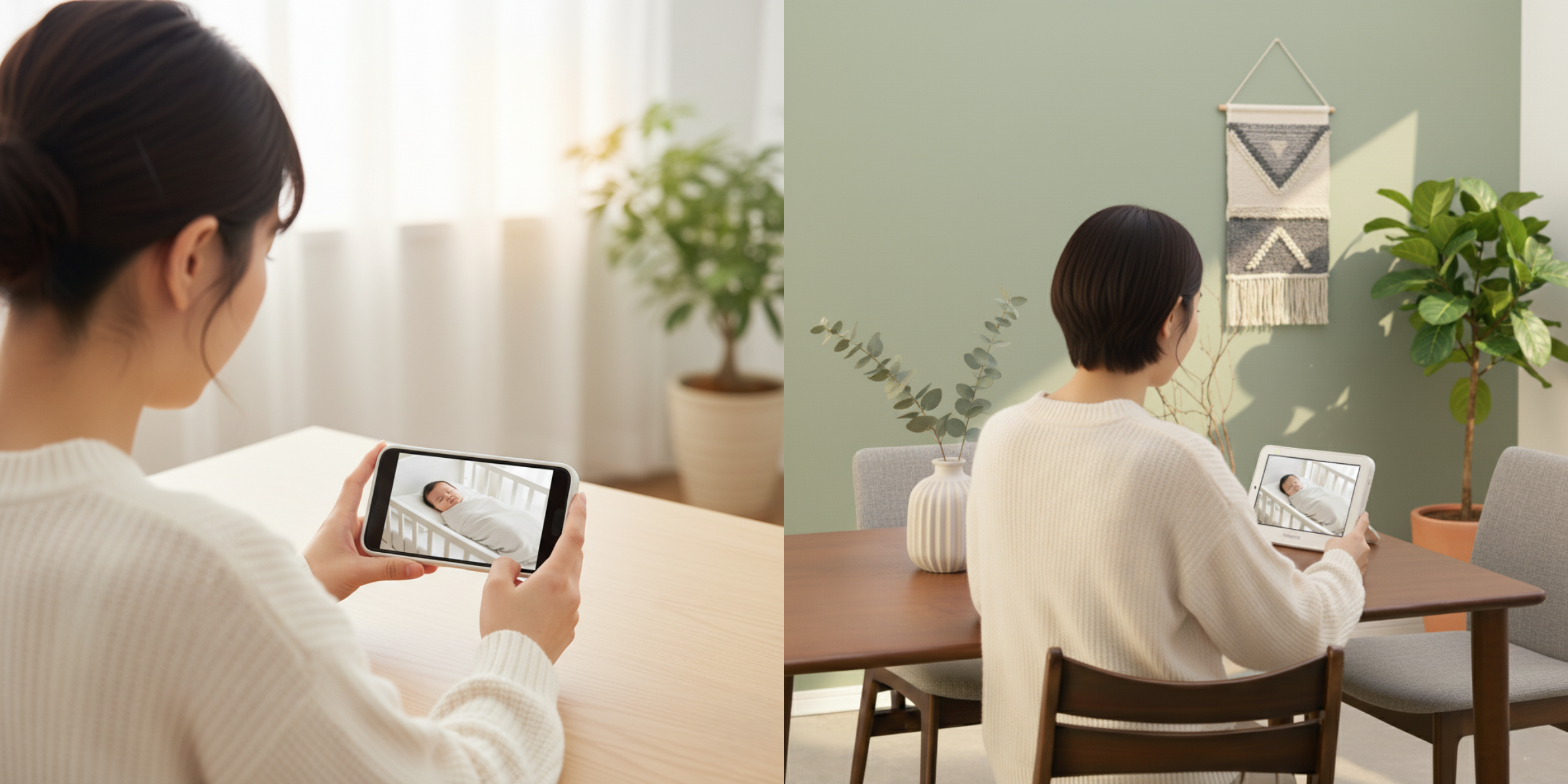 ベビーモニターの接続タイプ｜　「専用モニター型」or 「スマホ型(アプリ)」