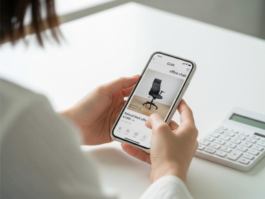 交換・返却・数量変更が手軽で　処分にも困らない家具のレンタル・サブスククラスを利用する女性