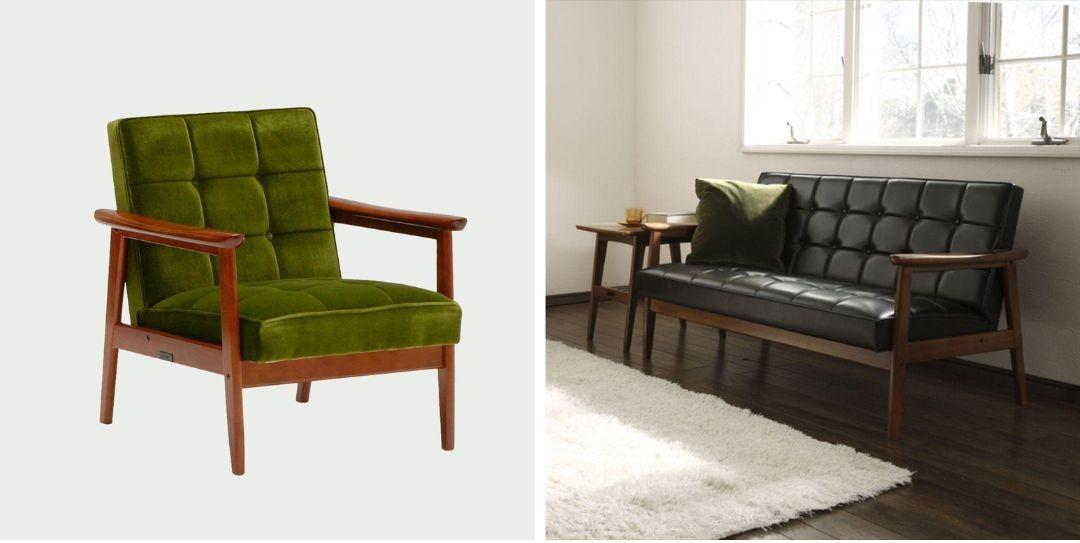 カリモク60 Kチェアの色違いと2シーター