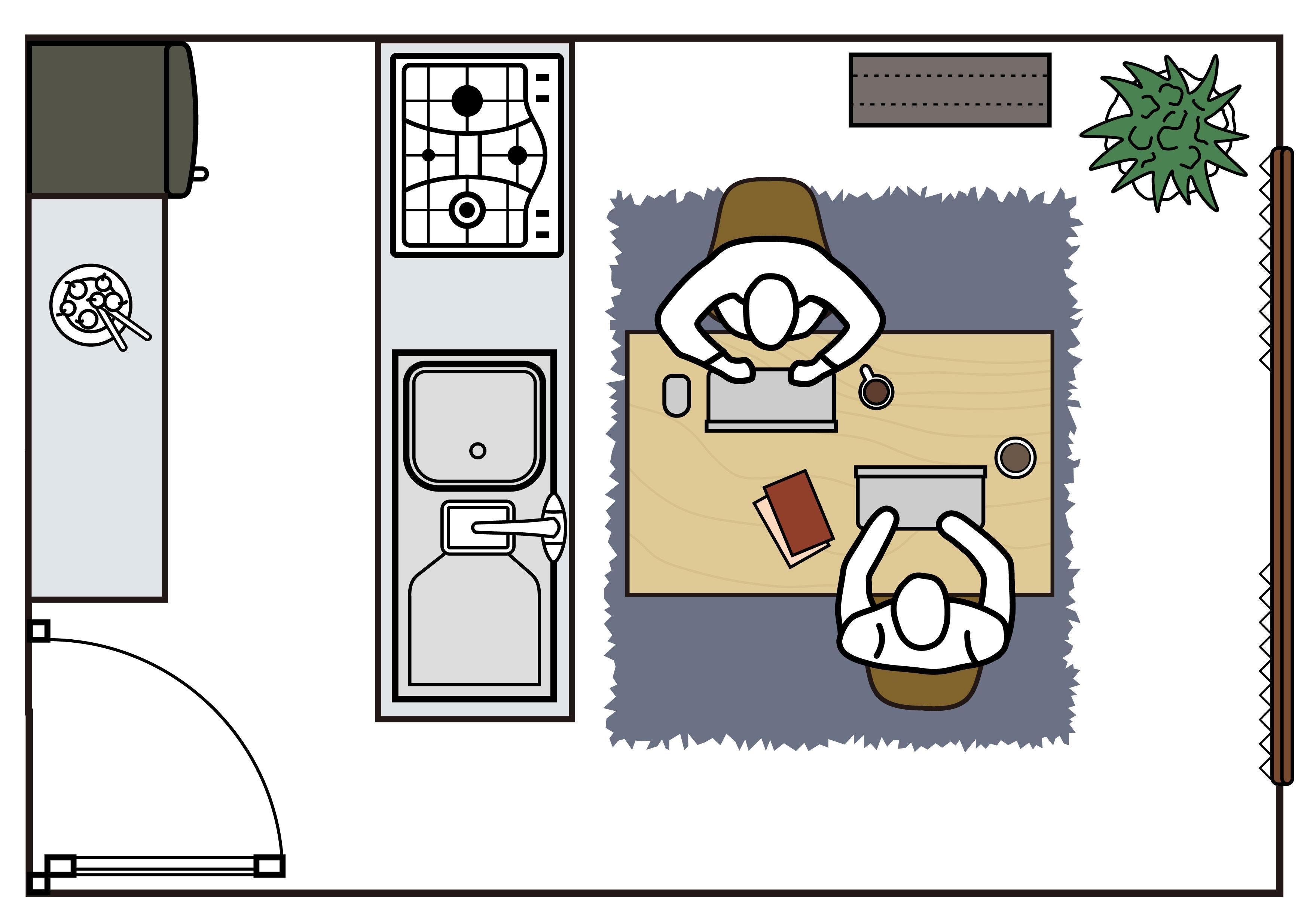 8畳ダイニングキッチンで在宅ワーク