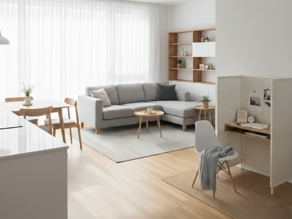 【8畳LDK】で在宅ワーク　一角に在宅ワークスペースを確保するテレワークのレイアウト