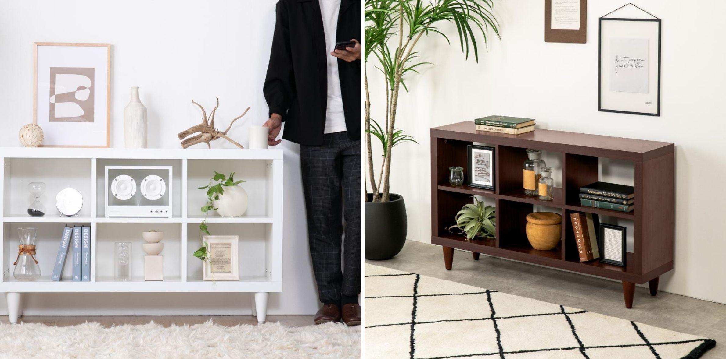 さり気ない脚がおしゃれ　ホームデイ 2段シェルフのカラーバリエーション