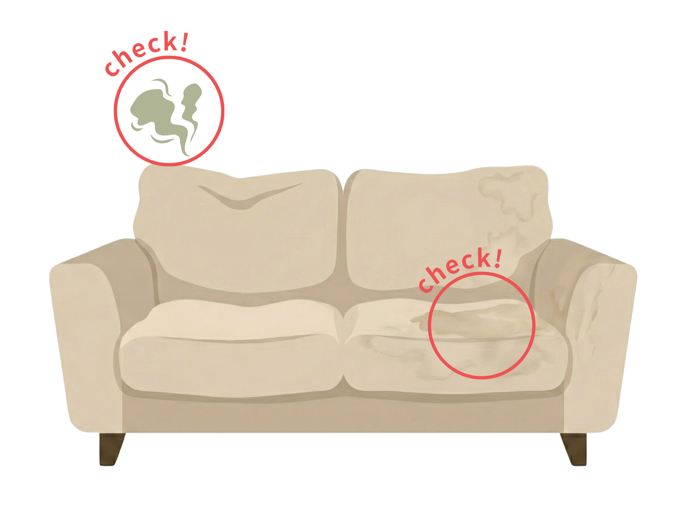 中古ソファは「臭い」と「張り地」の汚れをチェック