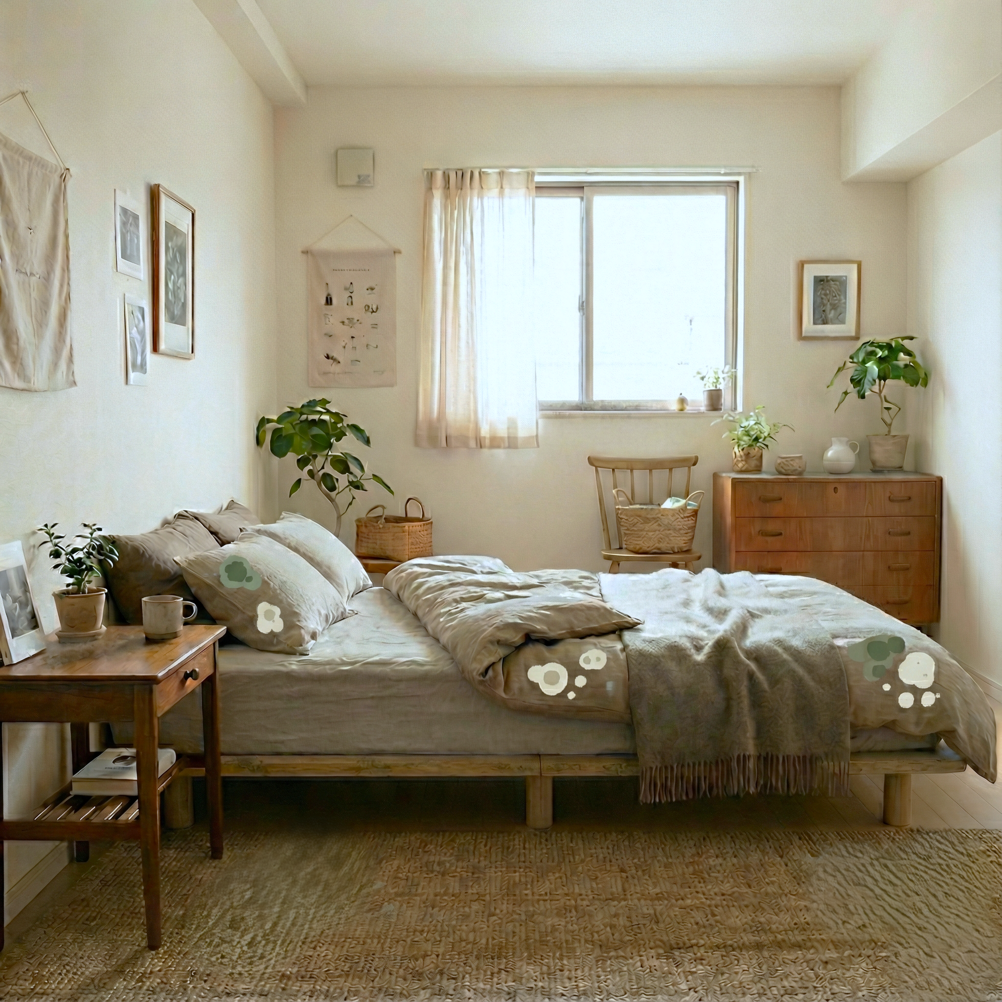 ほこりとカビに悩むベッドルームのイメージ