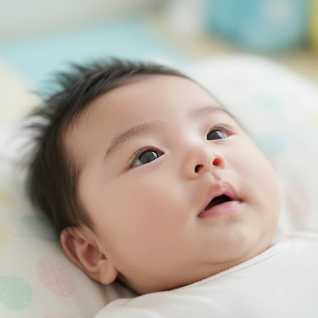 メリーを見つける赤ちゃん