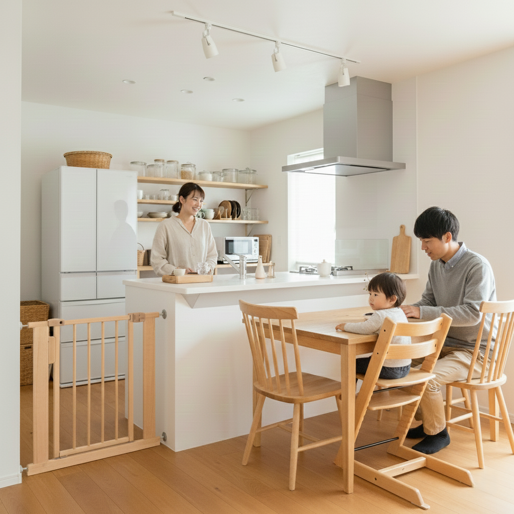 ベビーゲートのおすすめでママ・パパ、赤ちゃんも安心のお部屋でくつろぐ家族