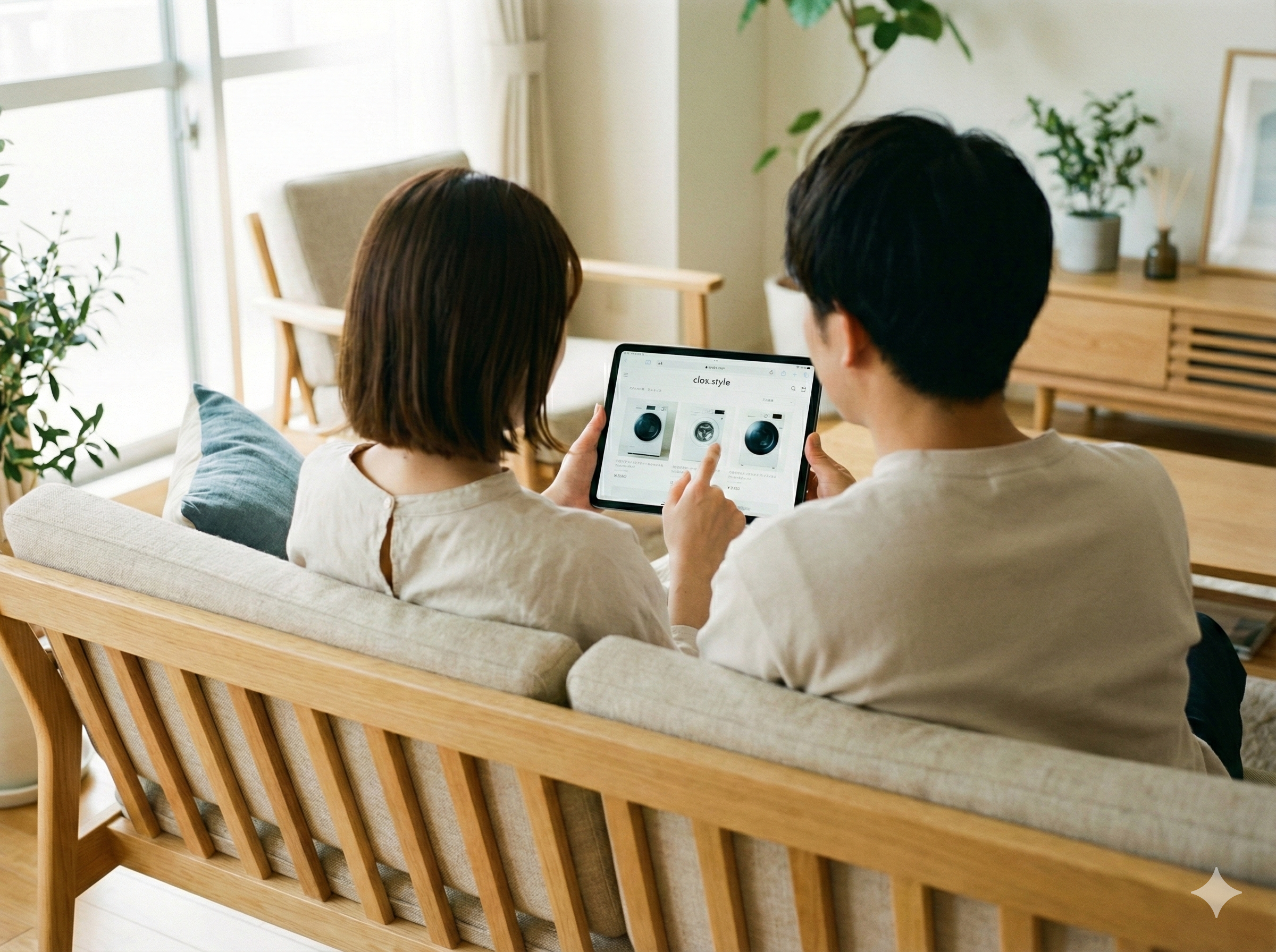 冷蔵庫を選ぶ夫婦