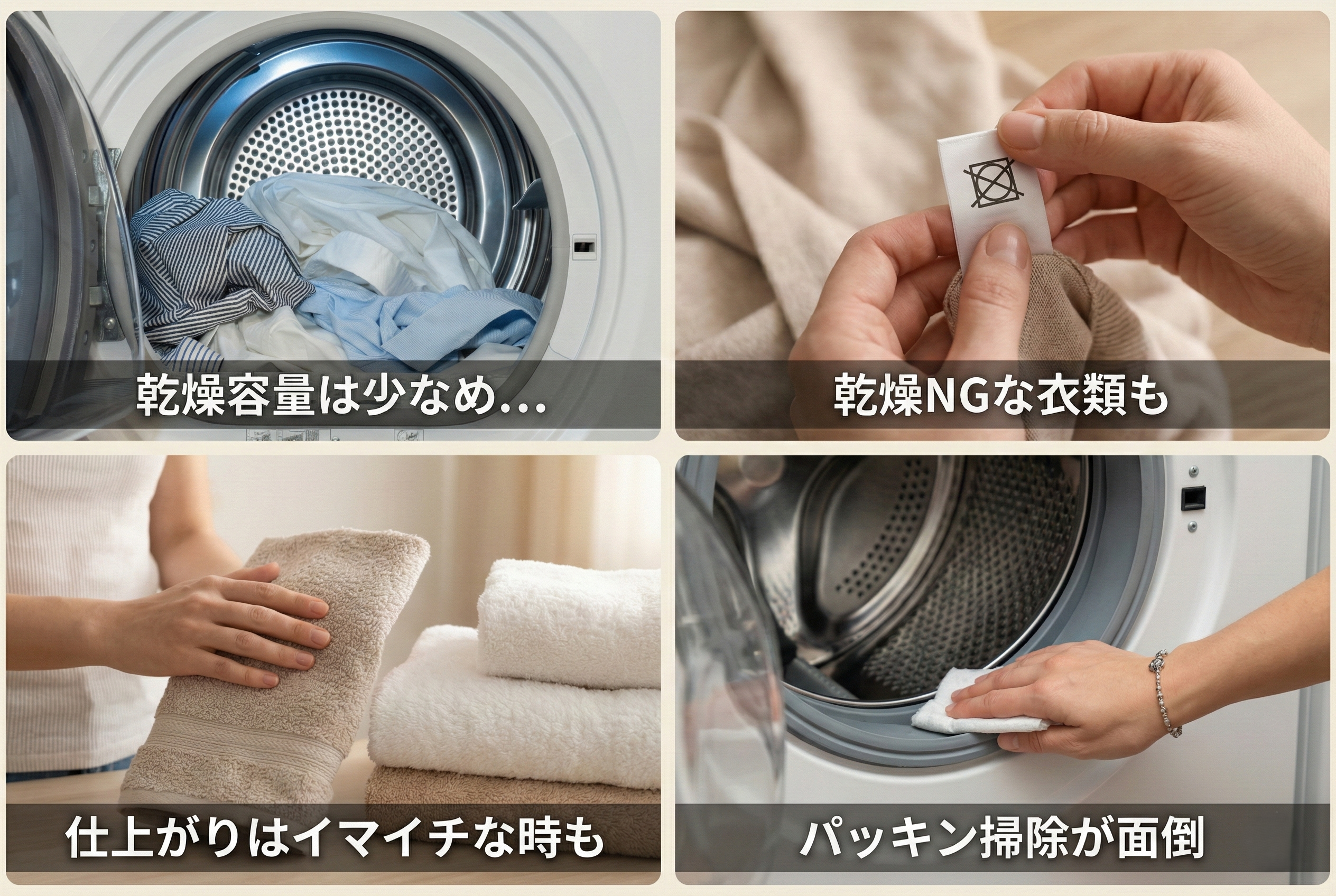 ドラム式洗濯機の注意点のイメージコラージュ