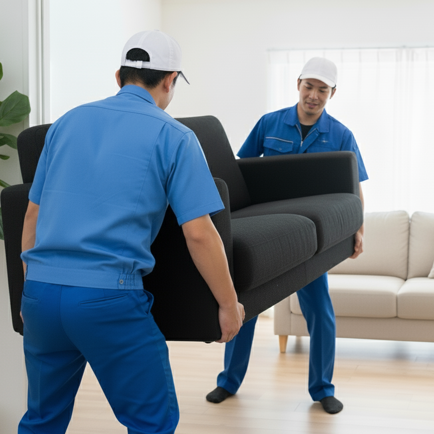 ソファを運ぶ男性2人