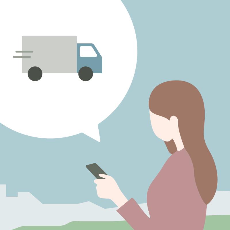 スマホから今あるレンジの引き取りを依頼する様子