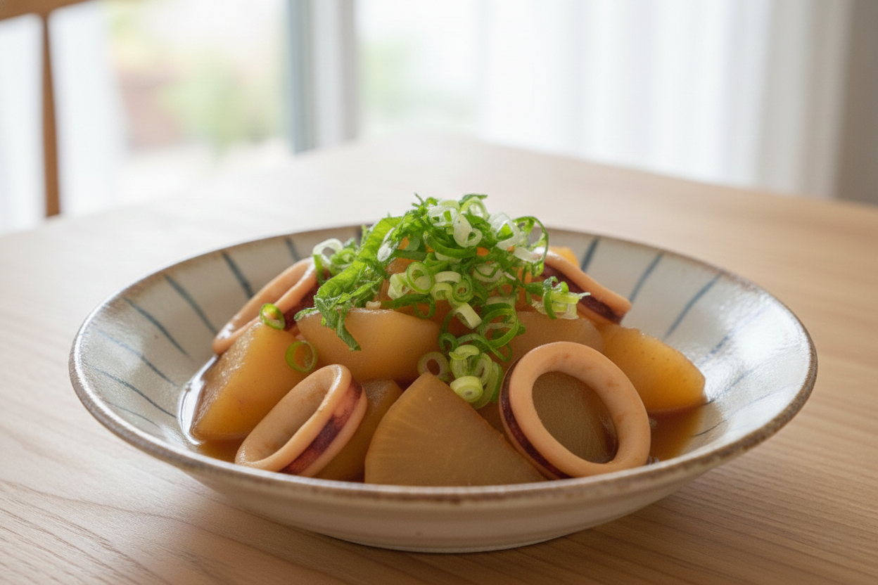 象印のエブリノのうきレジで作ったイカと大根の煮込み