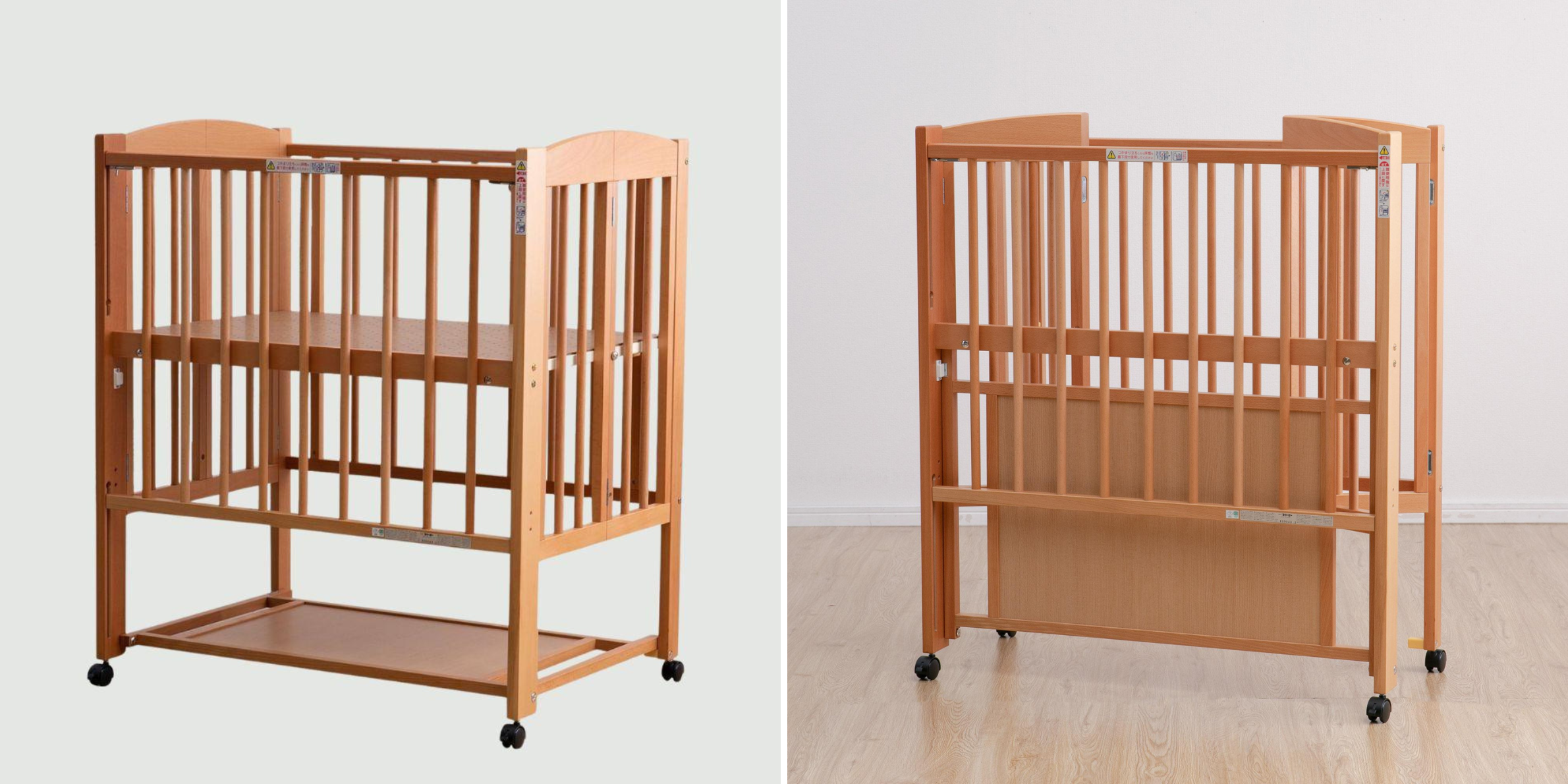 ワンタッチでラクに折りたためる 石崎家具 プチミニ ベビーベッド ミニサイズ