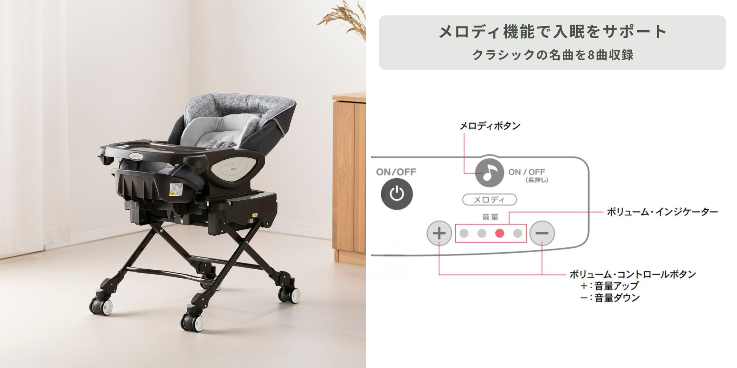 Aprica ハイローベッド&チェア ユラリズム オート ライト