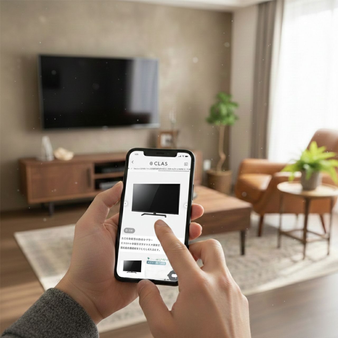 高額の大型テレビを家電のレンタル・サブスククラスで手頃な月額でレンタルしようとしている人