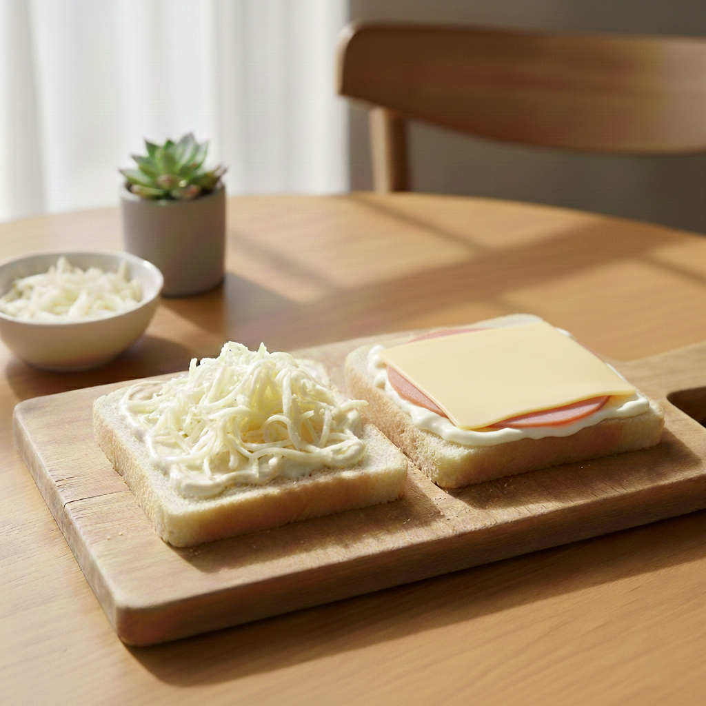 アラジンのトースターのレシピ　クロックムッシュの下ごしらえ