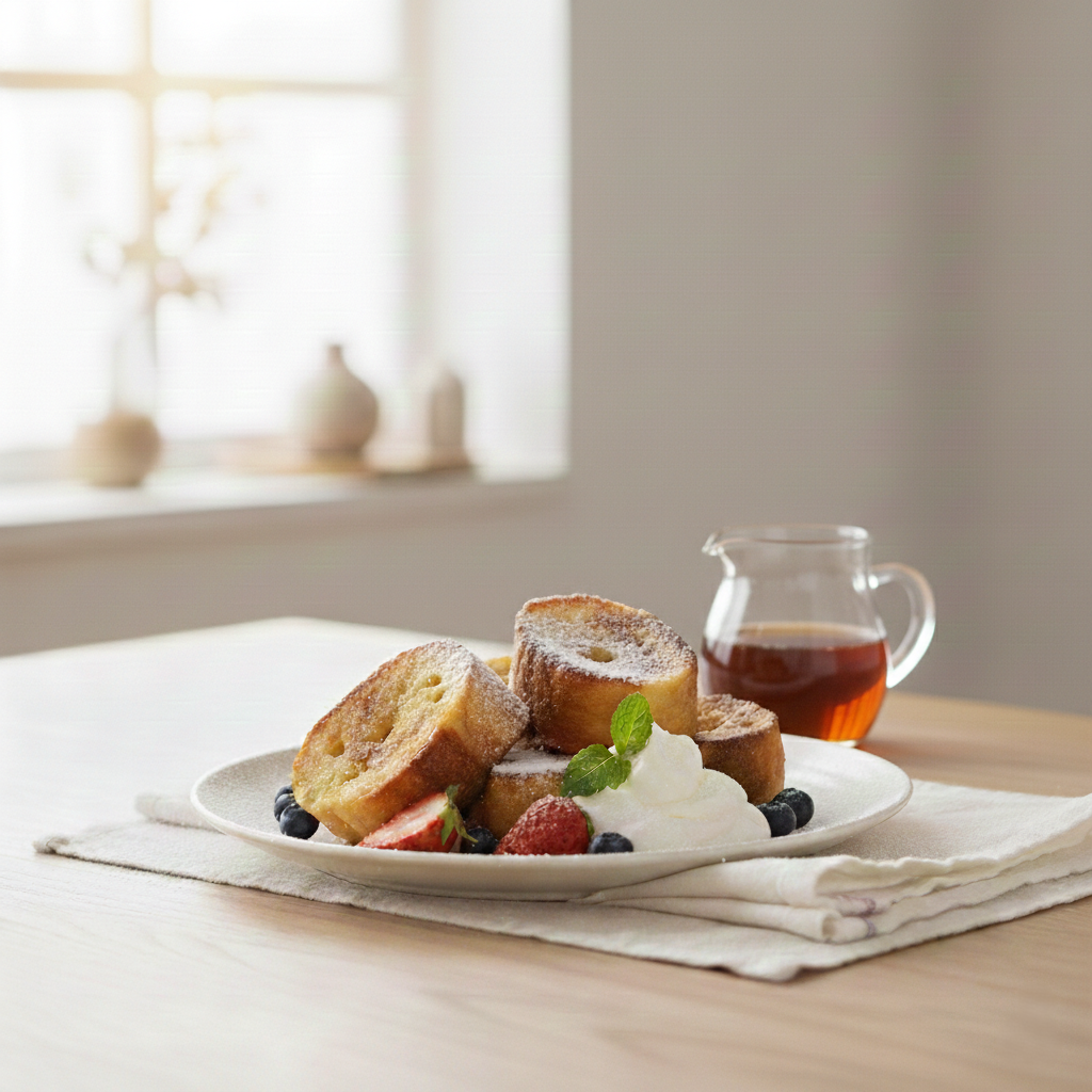 アラジンのトースターのレシピで作った　フランスパンのフレンチトーストの盛り付け